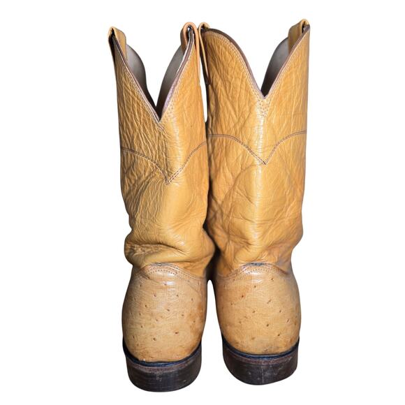 Vintage Nocona Men's Ostrich Med Square Toe Soft Supple Cowboy  Boots Sz 10.5 D - Picture 6 of 8